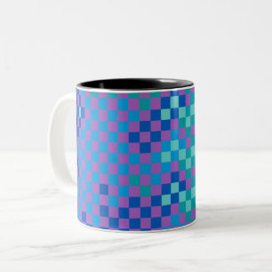 Caneca De Café Em Dois Tons Padrão Verificado do Verificador de Cobra retrovis