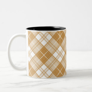 Caneca De Café Em Dois Tons Padrão Xadrez Marrom Branco yxm0uat9