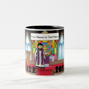 Caneca De Café Em Dois Tons Padre Personalizado - Cartoon Masculino