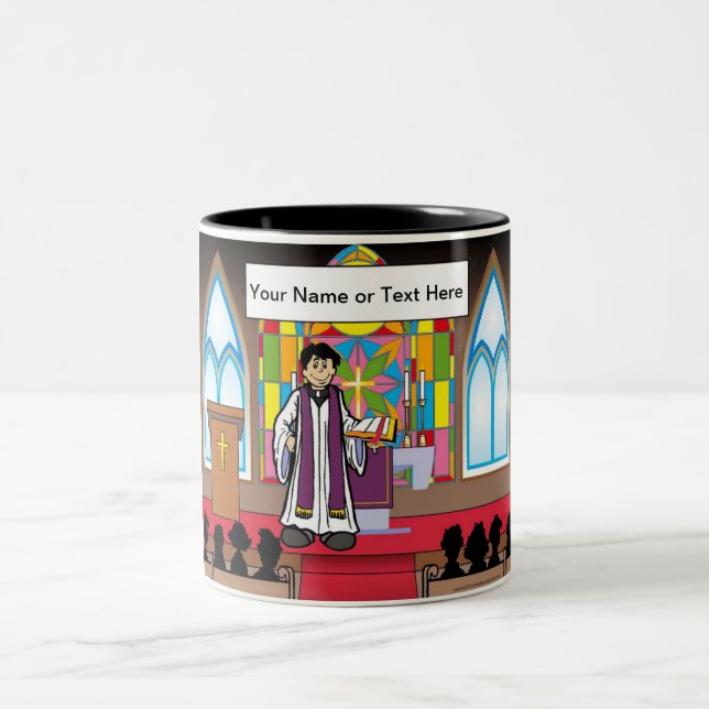 Caneca De Café Em Dois Tons Padre Personalizado - Cartoon Masculino (Centro)