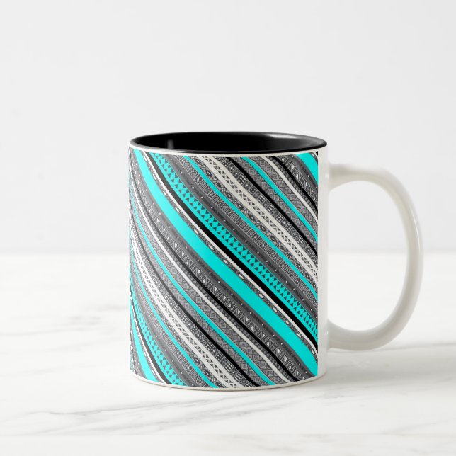 Caneca De Café Em Dois Tons Padrões aztec de cinzas (Direita)