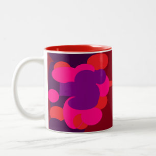 Caneca De Café Em Dois Tons Padrões cor-de-rosa e vermelhos profundos