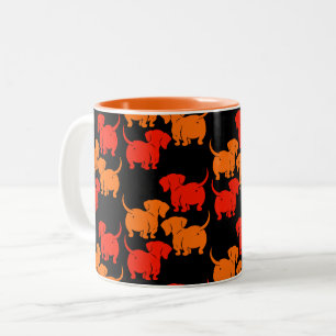 Caneca De Café Em Dois Tons Padrões de Cachorro Alemães
