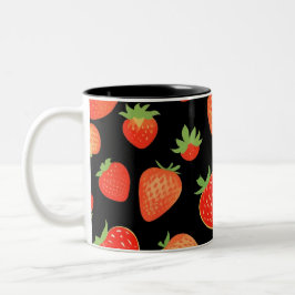 Caneca De Café Em Dois Tons Padrões de morango