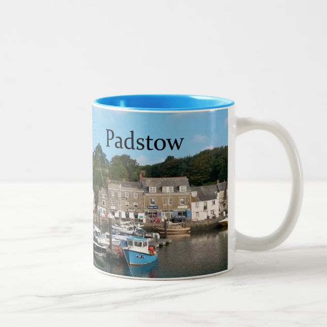 Caneca De Café Em Dois Tons Padstow Cornwall Inglaterra (Direita)