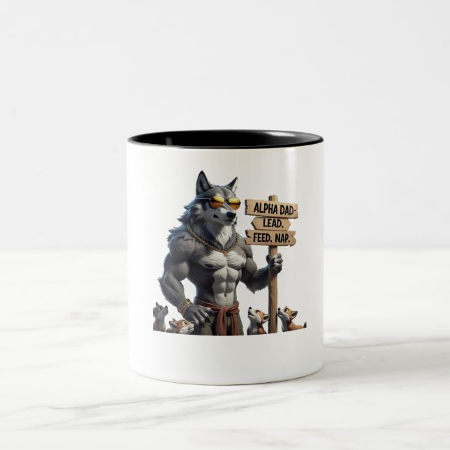 Caneca De Café Em Dois Tons Pai Alfa - Líder Engraçado do Wolf Pack (Centro)