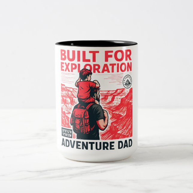 Caneca De Café Em Dois Tons Pai Aventureiro – CONSTRUÍDO PARA EXPLORAÇÃO (Centro)