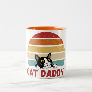 Caneca De Café Em Dois Tons Pai Cat Vintage Cat 80s Estilo Retroativo para Hom