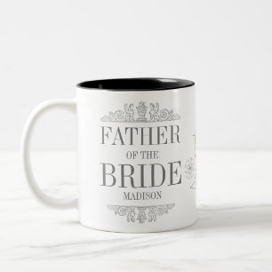 Caneca De Café Em Dois Tons Pai da noiva, Monograma de Casamento de cinzas Rus