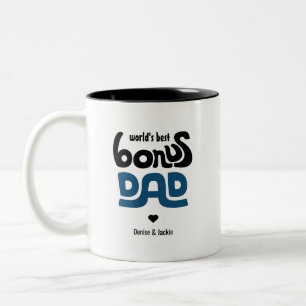 Caneca De Café Em Dois Tons Pai de Bônus Azul e Preto Desenhado à Mão