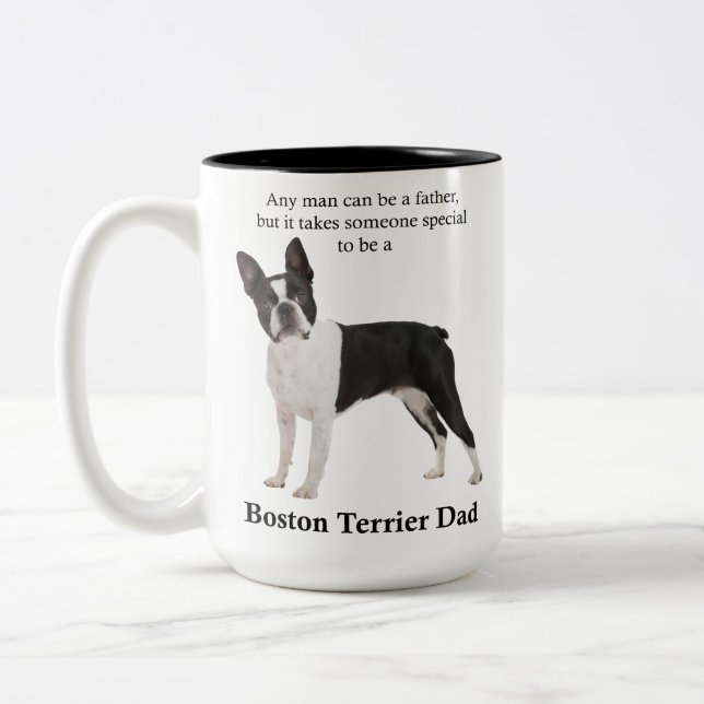 Caneca De Café Em Dois Tons Pai de Boston Terrier Mug (Esquerda)