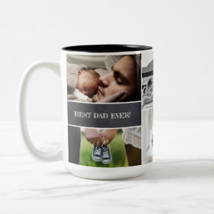Caneca De Café Em Dois Tons Pai de Colagem Personalizada de Fotos do Melhor Pa