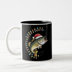 Caneca De Café Em Dois Tons Pai de Natal Robalo Peixe Engraçado Pescaria Pesca