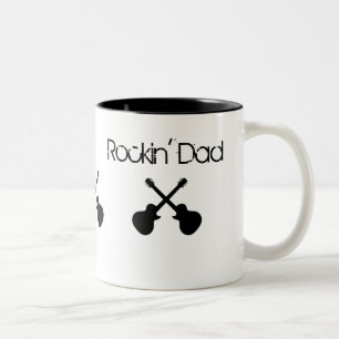 Caneca De Café Em Dois Tons Pai de Rockin ", guitarra pretas cruzadas