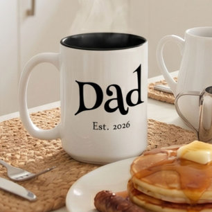 Caneca De Café Em Dois Tons Pai Divertido Ousado Simples Estabelecido Novo Pai