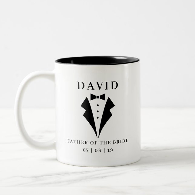 Caneca De Café Em Dois Tons PAI DO BRIDE Tuxedo (Esquerda)