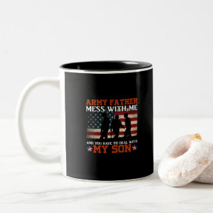 Caneca De Café Em Dois Tons Pai Do Exército Mess Com Eu-Pai-Militar-Veterano