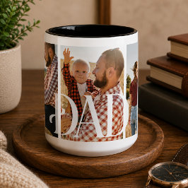 Caneca De Café Em Dois Tons Pai Estabeleceu Foto Personalizada da Família