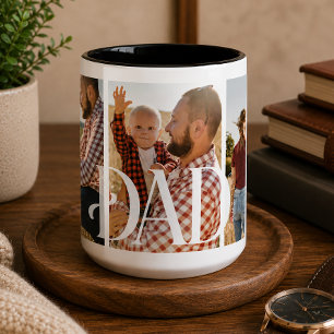 Caneca De Café Em Dois Tons Pai Estabeleceu Foto Personalizada da Família