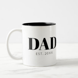 Caneca De Café Em Dois Tons Pai Estabeleceu Texto Simples Mínimo Ano