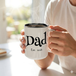 Caneca De Café Em Dois Tons Pai Estabelecido Novo Pai Simples Negrito Divertid