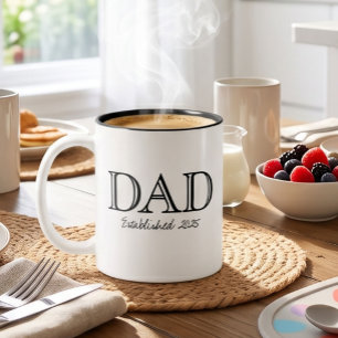 Caneca De Café Em Dois Tons Pai Estabelecido Preto Branco Ousado