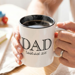Caneca De Café Em Dois Tons Pai Estabelecido Preto Branco Ousado