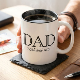 Caneca De Café Em Dois Tons Pai Estabelecido Preto Branco Ousado