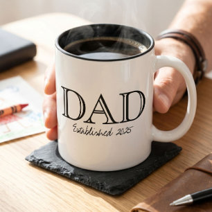 Caneca De Café Em Dois Tons Pai Estabelecido Preto Branco Ousado
