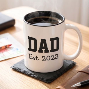 Caneca De Café Em Dois Tons Pai Estabelecido Texto Preto Negrito