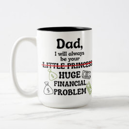 Caneca De Café Em Dois Tons Pai, Eu Sempre Serei Seu Grande Problema Financeir