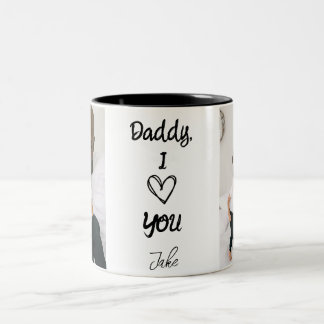 Caneca De Café Em Dois Tons Pai, Eu Te Amo | Fotos personalizadas Black Mug