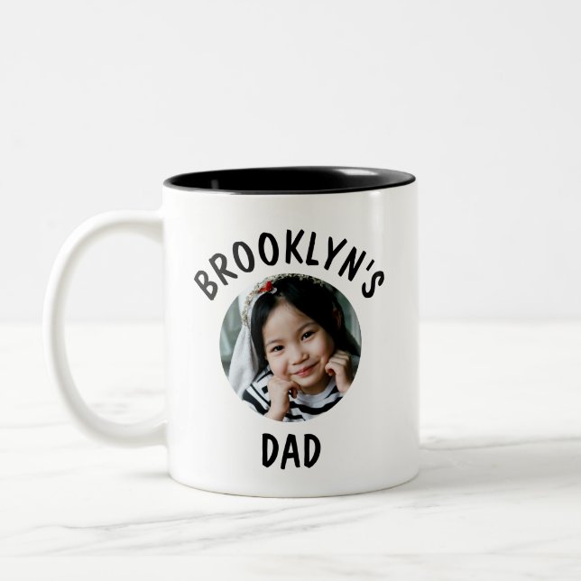 Caneca De Café Em Dois Tons Pai Filha Trendy Foto Personalizada e Nome (Esquerda)
