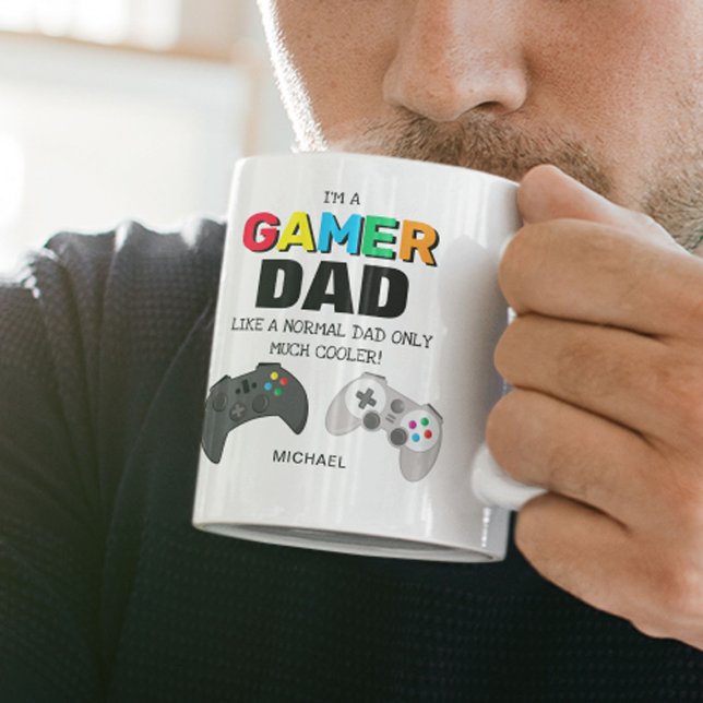 Caneca De Café Em Dois Tons Pai GAMER engraçado personalizado | Presente de Di (Criador carregado)