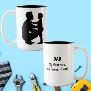 Caneca De Café Em Dois Tons Pai Meu Primeiro Herói Para Sempre Amigo Presente