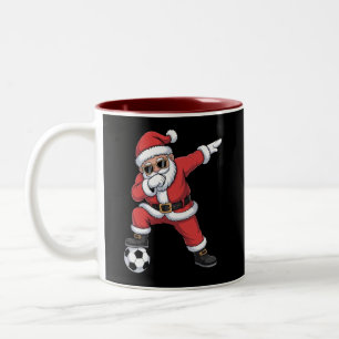 Caneca De Café Em Dois Tons Pai Natal Futebol Dabbing Papai Noel Presente Nata