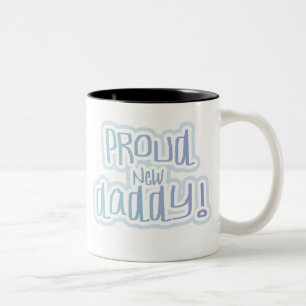 Caneca De Café Em Dois Tons Pai novo orgulhoso do texto azul