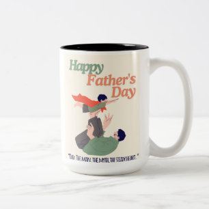 Caneca De Café Em Dois Tons Pai: O Homem. O Mito. Dia do Coração - Pai