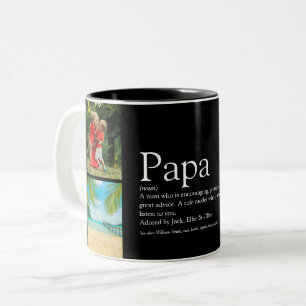 Caneca De Café Em Dois Tons Pai Pai Definição 4 Colagem de Fotos Preta do pa