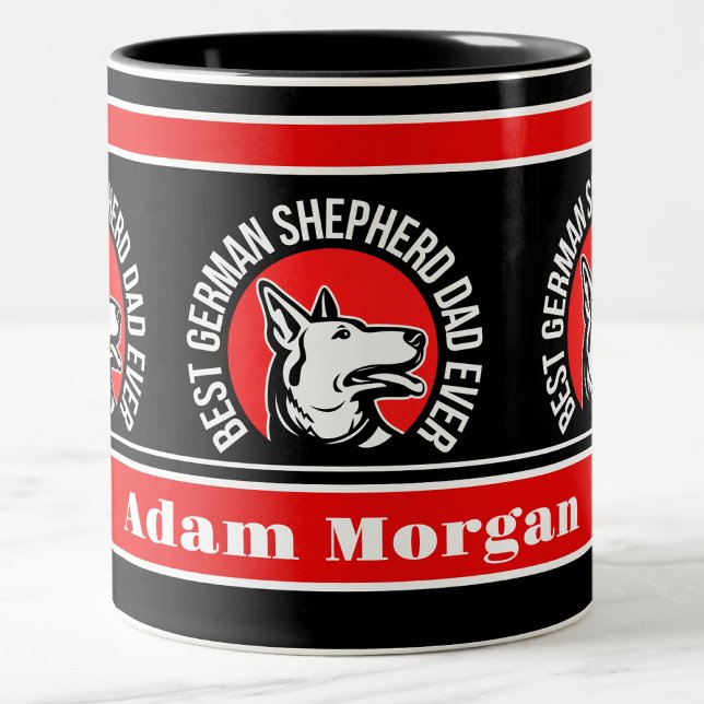 Caneca De Café Em Dois Tons Pai personalizado de melhor German shepherd nunca (Criador carregado)