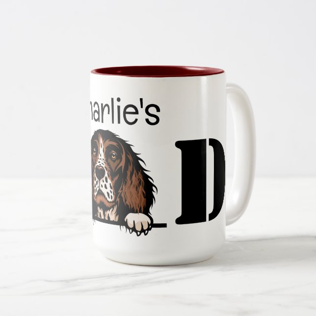 Caneca De Café Em Dois Tons Pai Personalizado Mug Inglês Springer Spaniel (Frente Esquerda)