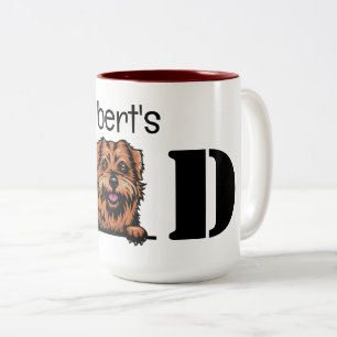 Caneca De Café Em Dois Tons Pai Personalizado Norfolk Terrier Peeking