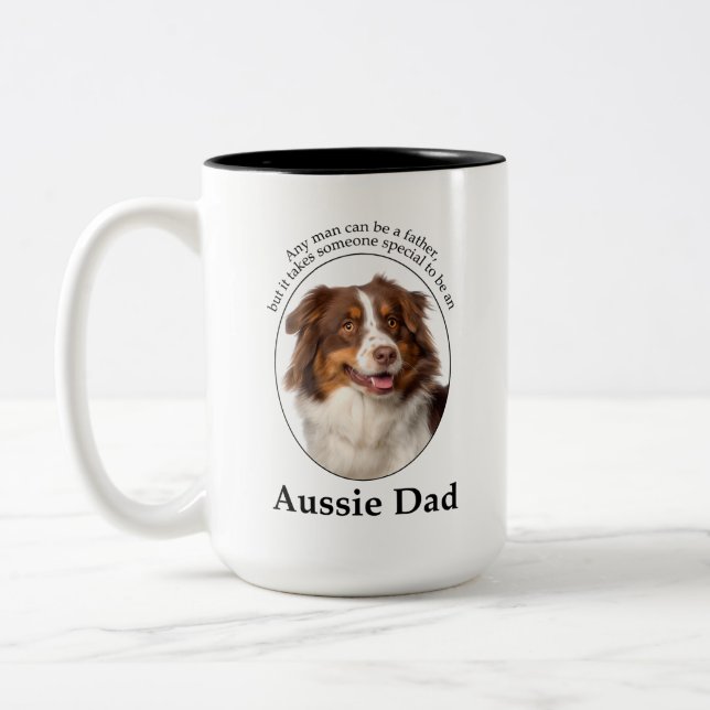 Caneca De Café Em Dois Tons Pai Red Australian Shepherd (Esquerda)