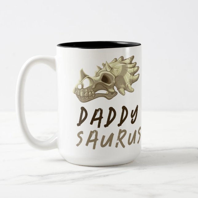 Caneca De Café Em Dois Tons Pai Saurus Dinosaur Mug (Esquerda)