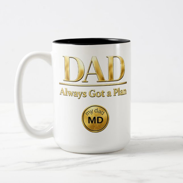 Caneca De Café Em Dois Tons PAI — Sempre Tem um Plano (Esquerda)