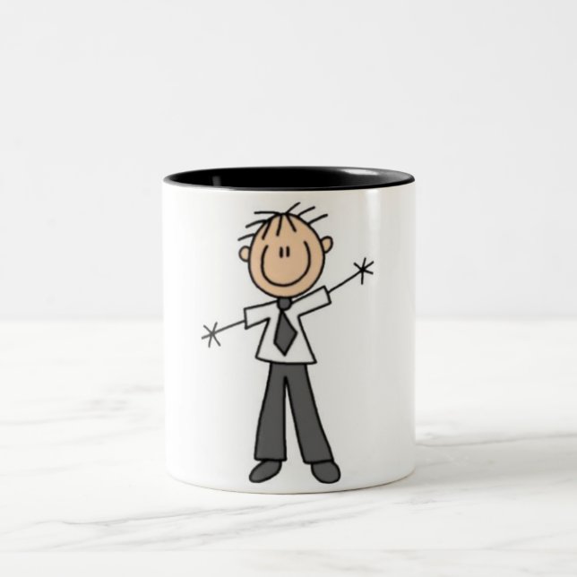 Caneca De Café Em Dois Tons Pai Stick Figure (Centro)