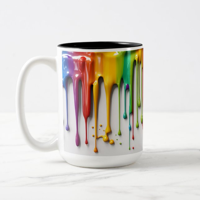 Caneca De Café Em Dois Tons Paint Drip Cama Cerâmica De Dois Tons (Esquerda)