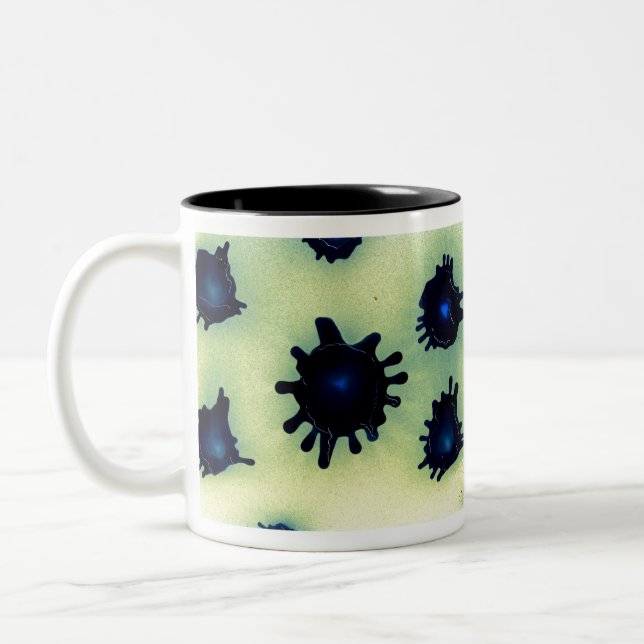 Caneca De Café Em Dois Tons Paint Splatter em Azul (Esquerda)