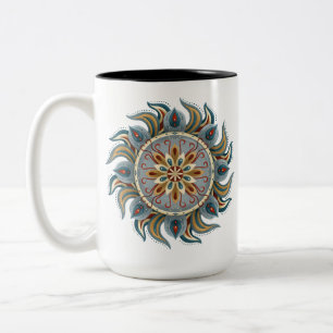Caneca De Café Em Dois Tons Painterly Mandala