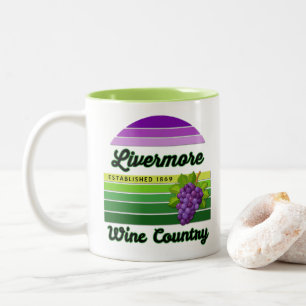 Caneca De Café Em Dois Tons País do Vinho de Livermore Uvas Listras Roxas Verd
